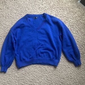 SHEIN Royal Blue V-Neck Sweater